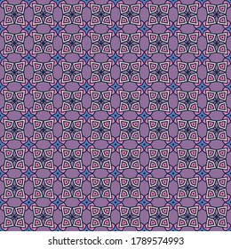 Seamless vector pattern with symmetrical abstract ornament. Background for design and printing on textiles, paper and other surfaces.