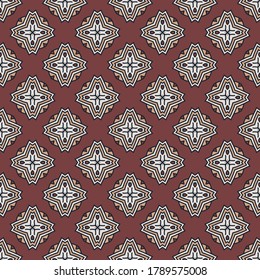 Seamless vector pattern with symmetrical abstract ornament. Background for design and printing on textiles, paper and other surfaces.