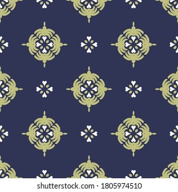 Patrón vectorial sin soldadura con ornamento abstracto simétrico. Antecedentes con motivos étnicos idnianos, árabes orientales. Diseño para textiles, papel, tapicería, tapicería, telas.