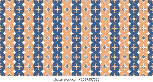 Seamless vector pattern with symmetrical abstract geometric ornament. Decorative simple background with crosses for textile, paper, fabric, wallpaper and other surfaces.