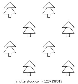 Seamless vector pattern. symmetrical background with hand drawn decorative trees. Black and white print. Graphic design, illustration for wrapping, wallpaper, fabric, packaging, textile