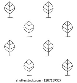 Seamless vector pattern. symmetrical background with hand drawn decorative trees. Black and white print. Graphic design, illustration for wrapping, wallpaper, fabric, packaging, textile