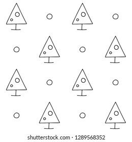 Seamless vector pattern. symmetrical background with hand drawn decorative trees. Black and white print. Graphic design, illustration for wrapping, wallpaper, fabric, packaging, textile
