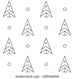 Seamless vector pattern. symmetrical background with hand drawn decorative trees. Black and white print. Graphic design, illustration for wrapping, wallpaper, fabric, packaging, textile