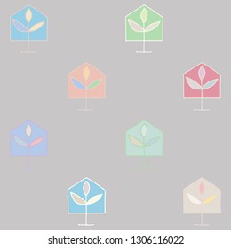 Seamless vector pattern. symmetrical background with hand drawn decorative trees. Cute pastel colorful print. Graphic design, illustration for wrapping, wallpaper, fabric, packaging, textile