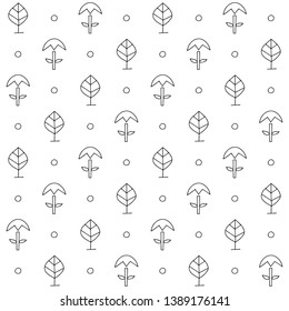 Seamless vector pattern. symmetrical background with hand drawn decorative trees. Black and white print. Graphic abstract design, illustration for wrapping, wallpaper, fabric, packaging, textile