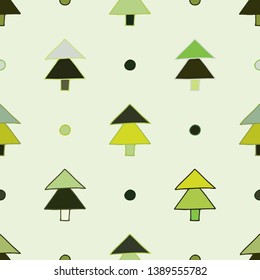 Seamless vector pattern. symmetrical background with hand drawn decorative trees. Pastel print. Graphic abstract design, illustration for wrapping, wallpaper, fabric, packaging, textile