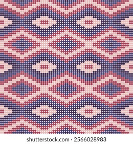 Seamless vector pattern. Symmetrical geometric ornament with rhombuses. Textile rapport.