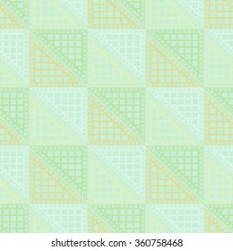 Seamless vector pattern. Symmetrical geometric green background with triangles. Decorative repeating ornament.