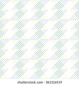Seamless vector pattern. Symmetrical geometric blue and yellow background. Decorative repeating ornament