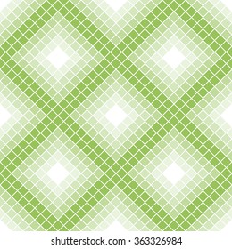Seamless vector pattern. Symmetrical geometric background with green rhombus. Decorative repeating ornament