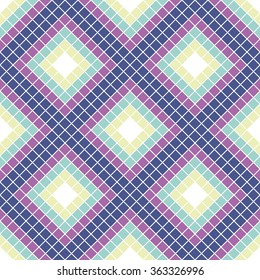 Seamless vector pattern. Symmetrical geometric background with colorful rhombus. Decorative repeating ornament