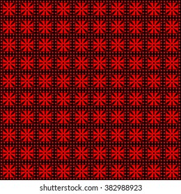 Seamless vector pattern. Symmetrical geometric background with black and red squares. Decorative repeating ornament. Series of Geometric, Ornamental Seamless Pattern