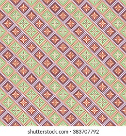 Seamless vector pattern. Symmetrical geometric abstract background with rhombus in pastel colors. Decorative repeating ornament. Series of Geometric,Ornamental Pattern