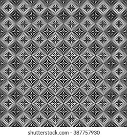 Seamless vector pattern. Symmetrical geometric abstract background with squares in black and white colors. Decorative repeating ornament. Series of Geometric,Ornamental Pattern