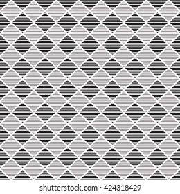 Seamless vector pattern. Symmetrical geometric background with grey lined rhombus. Simple design.  Decorative repeating ornament.