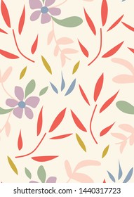 Seamless vector pattern with ta leaf and floral coordinate editable and separable