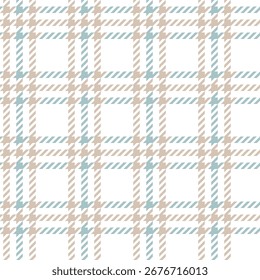 Padrão de vetor sem costura tartan bege azul xadrez check tecido design geométrico têxtil fundo suave neutro decorativo escocês estilo tradicional retro elegante moda repete textura clássica