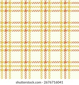 Seamless vector pattern tartan orange yellow beige plaid check fabric design geometric textile background autumn fall Thanksgiving festive decorative traditional Scottish retro style repeat texture