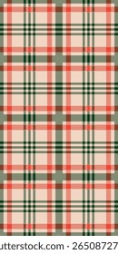 Seamless vector pattern tartan plaid design green red beige checks Christmas fabric texture traditional festive wrapping textile seasonal seamless vector pattern winter holiday background