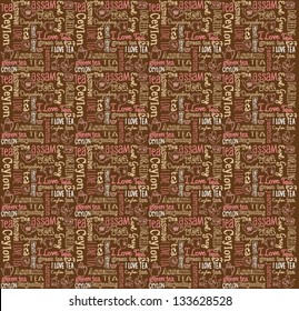 Seamless vector pattern with tea words & icons