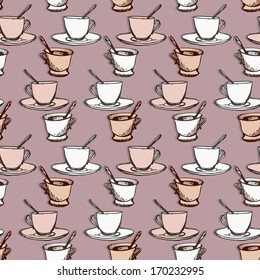 seamless vector pattern with teacups