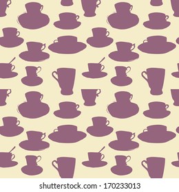 seamless vector pattern with teacups