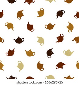 Seamless vector pattern of teapots on white background