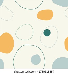 Seamless vector pattern, textile design, minimal, circles, shapes, geometric, colorful, bright colors.