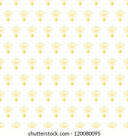 Seamless vector pattern, texture or background with light bulbs on white background. For web design, blogs, www, scrapbooks, invitations and cards. Sign of creative and invention
