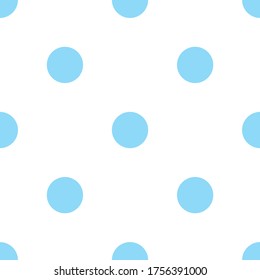 Seamless vector pattern, texture or background with cool blue polka dots on white background for web design, desktop wallpaper, winter blog, website or invitation card