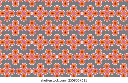 Seamless vector pattern texture background with floral shapes, colored with retro colorful combinations