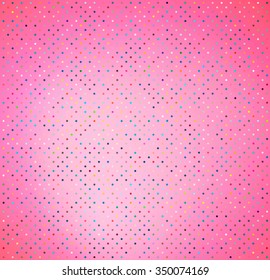 Seamless vector pattern or texture with colorful polka dots on a colored background for design and print.