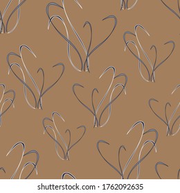 Seamless vector pattern texture with curved lines on beige brown background. Modern abstract wallpaper design. Trendy fashion textile.