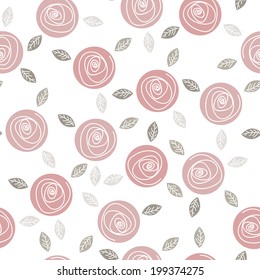 Seamless vector pattern. Texture trendy texture with stylized roses and leaves