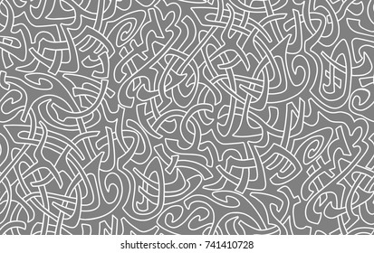 Seamless vector pattern texture. White outline. Isolated on gray background