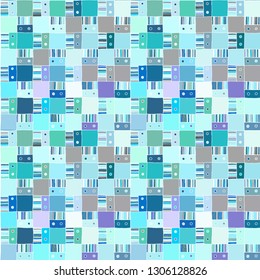 Seamless vector pattern. Textured geometrical drawn background with figures, squares, lines, rectangles. Print for background, wallpaper, packaging wrapping fabric Graphic abstract design