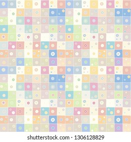 Seamless vector pattern. Textured geometrical drawn background with figures, squares, circle, dots lines, rectangles. Print for background, wallpaper, packaging wrapping fabric Graphic abstract design