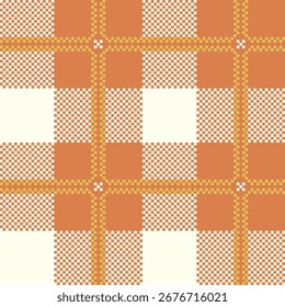 Seamless vector pattern with Thanksgiving autumn tartan plaid in orange yellow tones, seasonal fabric inspired check design, festive textile background for fall celebration wrapping illustration