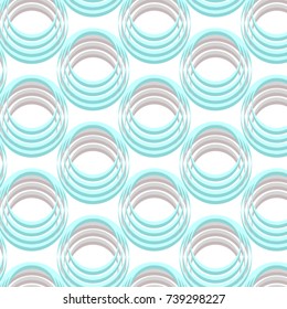Seamless vector pattern with thin 3D like circles and shapes