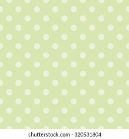 Seamless vector pattern with tile green polka dots on pastel background