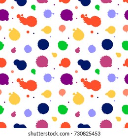 Seamless vector pattern, tile with inc splash, blots, smudge and brush strokes. Grunge endless template for web background, prints, wallpaper, surface, wrapping, repeat elements for design.