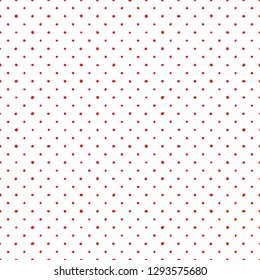 Seamless vector pattern with tile red polka dots on white background