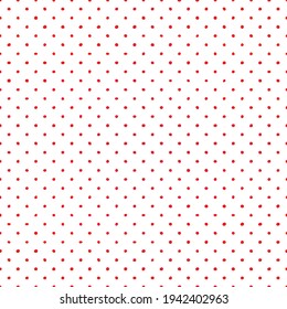 Seamless vector pattern with tile red polka dots on a white background
