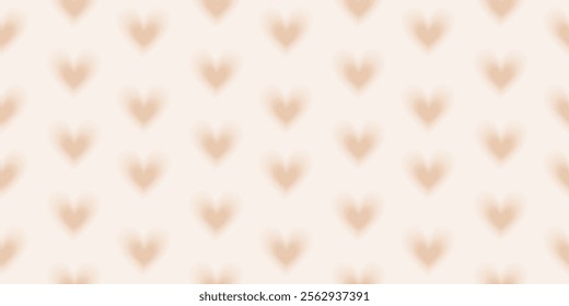 Seamless Vector Pattern With Tiny Gradient Hearts. Trendy Romantic Endless Print With Blurry Hearts on a Beige Background. Light Caramel Hearts Print. Valentine's Day Wallpaper. RGB.