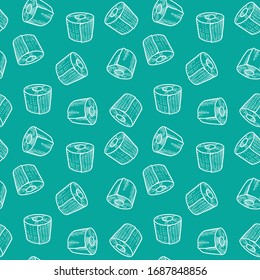 Patrón vectorial de papel higiénico sin problemas rollos sobre un fondo verde.