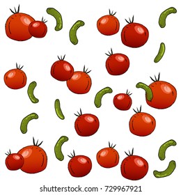Seamless vector pattern with tomatoes