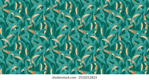 Seamless vector pattern, tops and tropical leaves, for bedding, wallpaper and texture