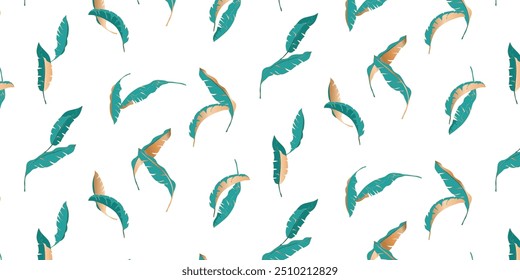 Seamless vector pattern, tops and tropical leaves, for bedding, wallpaper and texture