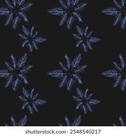 Seamless vector pattern, tops and tropical leaves, for bedding, wallpaper and texture